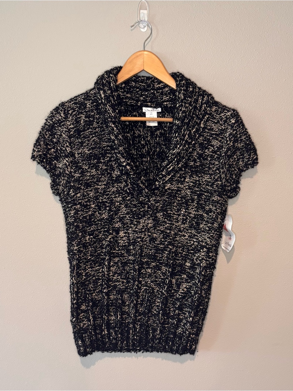 OSCAR‎ DE LA RENTA Women’s Silk Pullover Black & Cream Sweater circa 2009 Large